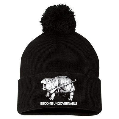 Become Ungovernable Funny Moodeng Pom Pom 12in Knit Beanie