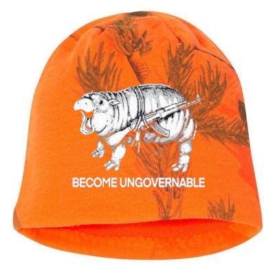 Become Ungovernable Funny Moodeng Kati - Camo Knit Beanie