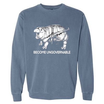 Become Ungovernable Funny Moodeng Garment-Dyed Sweatshirt