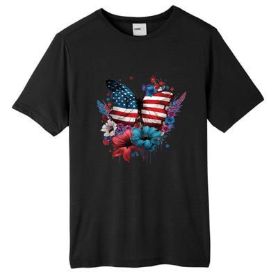 Butterfly Usa Flag Cute 4th July Butterfly Tee American Flag Cute Gift Tall Fusion ChromaSoft Performance T-Shirt