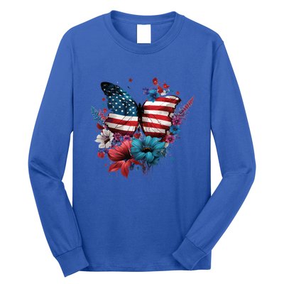 Butterfly Usa Flag Cute 4th July Butterfly Tee American Flag Cute Gift Long Sleeve Shirt