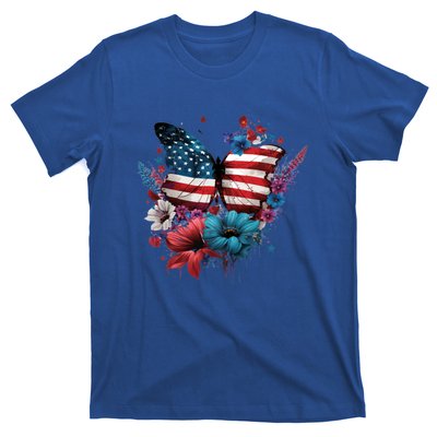 Butterfly Usa Flag Cute 4th July Butterfly Tee American Flag Cute Gift T-Shirt