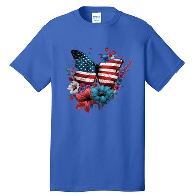 Butterfly Usa Flag Cute 4th July Butterfly Tee American Flag Cute Gift Tall T-Shirt