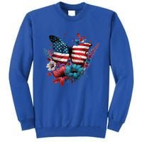 Butterfly Usa Flag Cute 4th July Butterfly Tee American Flag Cute Gift Tall Sweatshirt