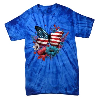 Butterfly Usa Flag Cute 4th July Butterfly Tee American Flag Cute Gift Tie-Dye T-Shirt