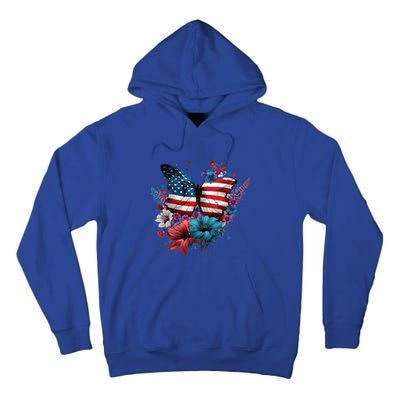 Butterfly Usa Flag Cute 4th July Butterfly Tee American Flag Cute Gift Tall Hoodie