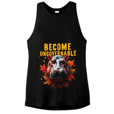 Become Ungovernable Funny Baby Hippo Moo Deng Funny Groovy Ladies PosiCharge Tri-Blend Wicking Tank