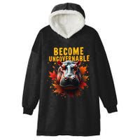 Become Ungovernable Funny Baby Hippo Moo Deng Funny Groovy Hooded Wearable Blanket