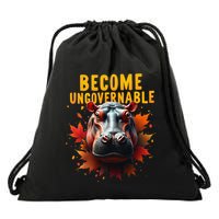 Become Ungovernable Funny Baby Hippo Moo Deng Funny Groovy Drawstring Bag