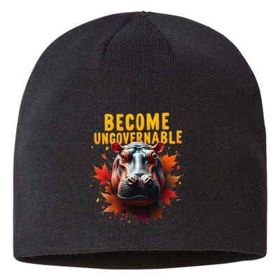 Become Ungovernable Funny Baby Hippo Moo Deng Funny Groovy Sustainable Beanie