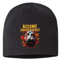 Become Ungovernable Funny Baby Hippo Moo Deng Funny Groovy Sustainable Beanie
