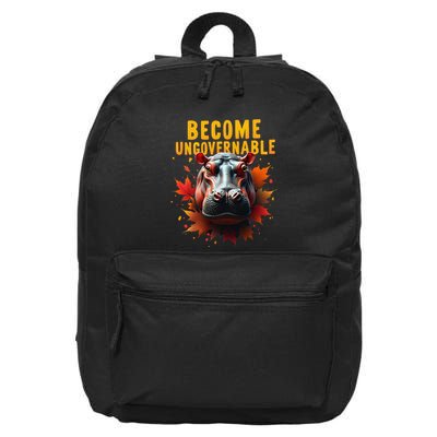 Become Ungovernable Funny Baby Hippo Moo Deng Funny Groovy 16 in Basic Backpack