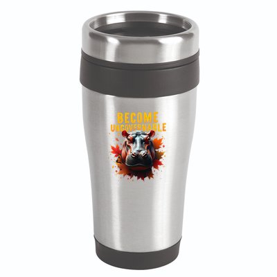 Become Ungovernable Funny Baby Hippo Moo Deng Funny Groovy 16oz Travel Tumbler