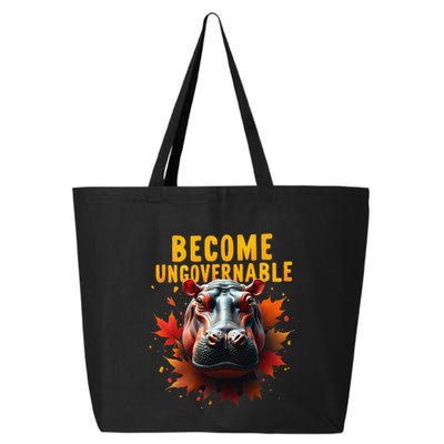 Become Ungovernable Funny Baby Hippo Moo Deng Funny Groovy 25L Jumbo Tote