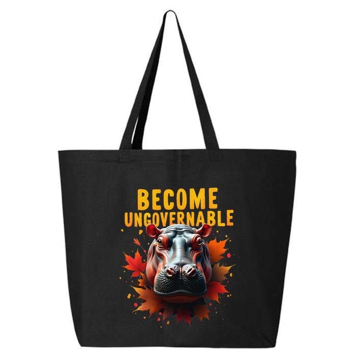 Become Ungovernable Funny Baby Hippo Moo Deng Funny Groovy 25L Jumbo Tote
