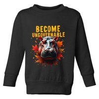 Become Ungovernable Funny Baby Hippo Moo Deng Funny Groovy Toddler Sweatshirt