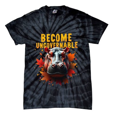 Become Ungovernable Funny Baby Hippo Moo Deng Funny Groovy Tie-Dye T-Shirt
