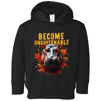 Become Ungovernable Funny Baby Hippo Moo Deng Funny Groovy Toddler Hoodie