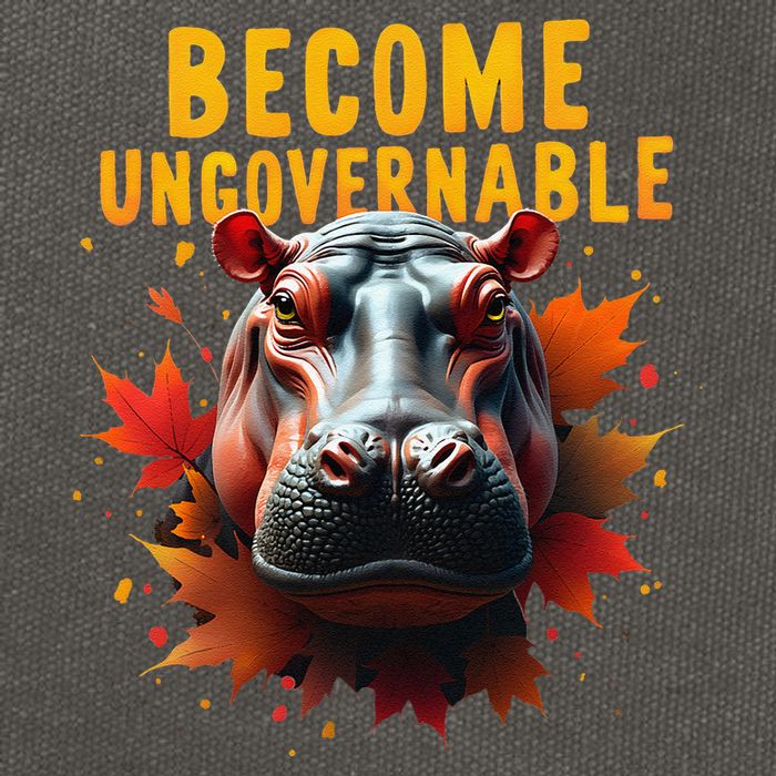 Become Ungovernable Funny Baby Hippo Moo Deng Funny Groovy Cotton Canvas Backpack