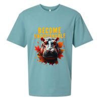 Become Ungovernable Funny Baby Hippo Moo Deng Funny Groovy Sueded Cloud Jersey T-Shirt