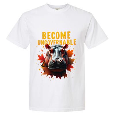 Become Ungovernable Funny Baby Hippo Moo Deng Funny Groovy Garment-Dyed Heavyweight T-Shirt