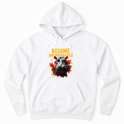 Become Ungovernable Funny Baby Hippo Moo Deng Funny Groovy Hoodie