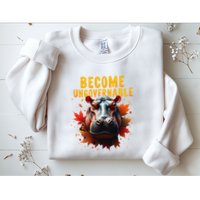 Become Ungovernable Funny Baby Hippo Moo Deng Funny Groovy Sweatshirt