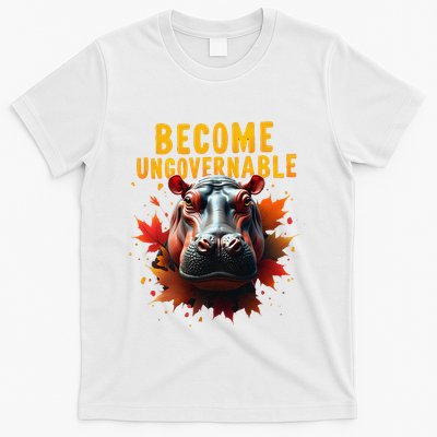 Become Ungovernable Funny Baby Hippo Moo Deng Funny Groovy T-Shirt