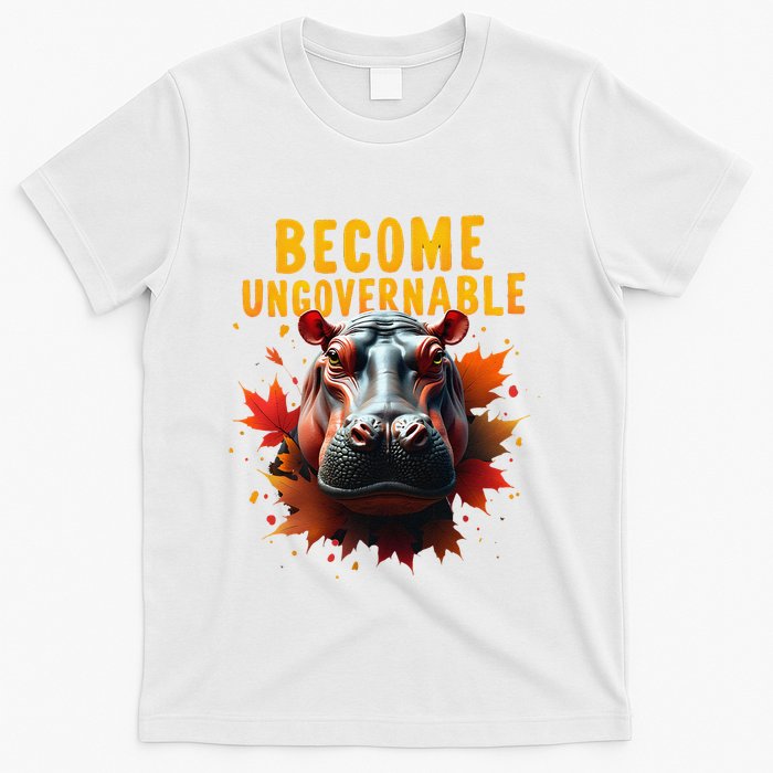 Become Ungovernable Funny Baby Hippo Moo Deng Funny Groovy T-Shirt