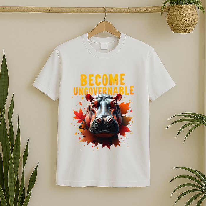 Become Ungovernable Funny Baby Hippo Moo Deng Funny Groovy T-Shirt