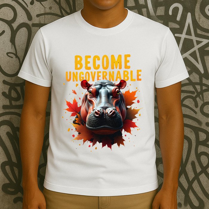 Become Ungovernable Funny Baby Hippo Moo Deng Funny Groovy T-Shirt