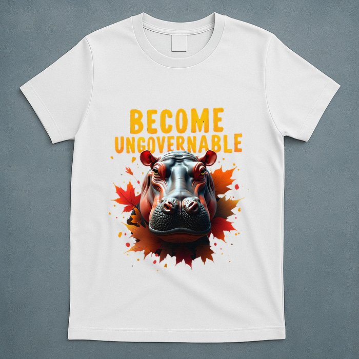 Become Ungovernable Funny Baby Hippo Moo Deng Funny Groovy T-Shirt