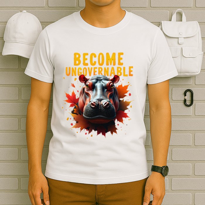 Become Ungovernable Funny Baby Hippo Moo Deng Funny Groovy T-Shirt