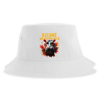 Become Ungovernable Funny Baby Hippo Moo Deng Funny Groovy Sustainable Bucket Hat