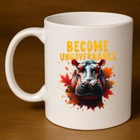 Become Ungovernable Funny Baby Hippo Moo Deng Funny Groovy 11oz C Handle Ceramic Mug