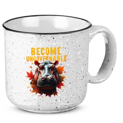 Become Ungovernable Funny Baby Hippo Moo Deng Funny Groovy 15oz Campfire Ceramic Mug