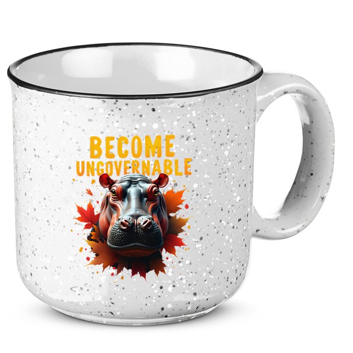 Become Ungovernable Funny Baby Hippo Moo Deng Funny Groovy 15oz Campfire Ceramic Mug