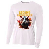 Become Ungovernable Funny Baby Hippo Moo Deng Funny Groovy Cooling Performance Long Sleeve Crew