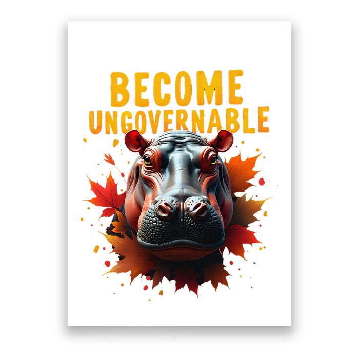 Become Ungovernable Funny Baby Hippo Moo Deng Funny Groovy Poster