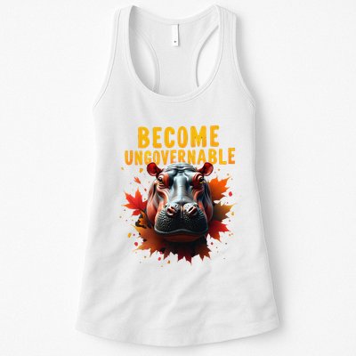 Become Ungovernable Funny Baby Hippo Moo Deng Funny Groovy Womens Tank Top