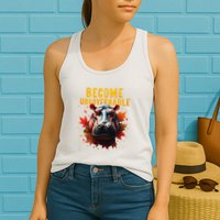 Become Ungovernable Funny Baby Hippo Moo Deng Funny Groovy Womens Tank Top