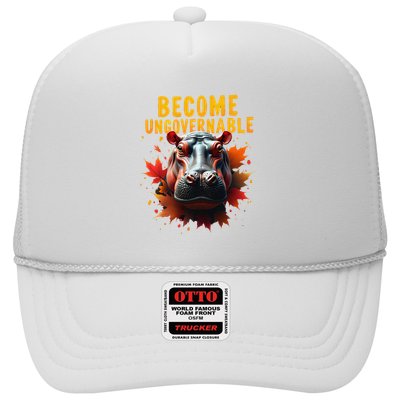 Become Ungovernable Funny Baby Hippo Moo Deng Funny Groovy Trucker Hat