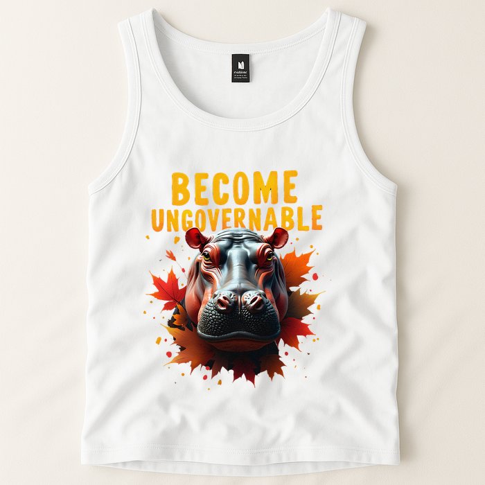 Become Ungovernable Funny Baby Hippo Moo Deng Funny Groovy Tank Top