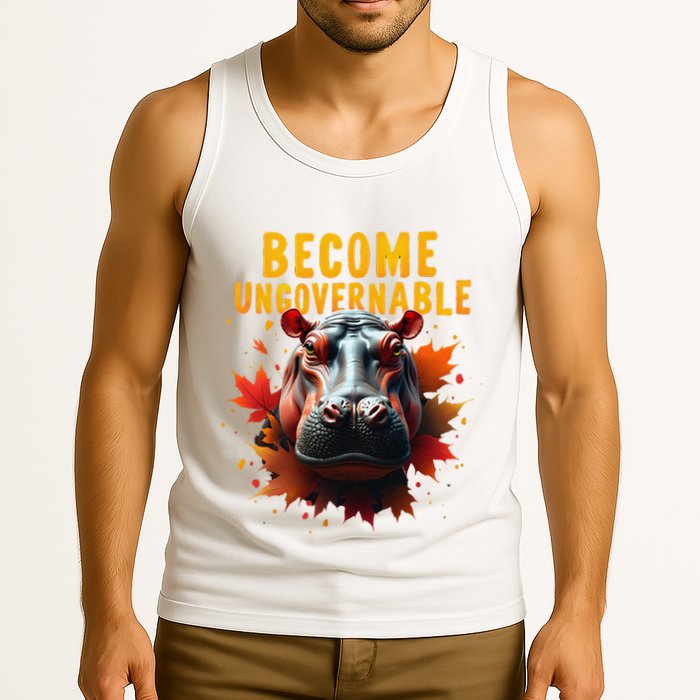 Become Ungovernable Funny Baby Hippo Moo Deng Funny Groovy Tank Top