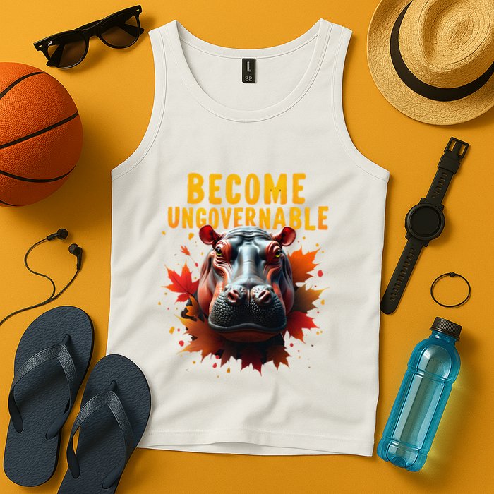 Become Ungovernable Funny Baby Hippo Moo Deng Funny Groovy Tank Top