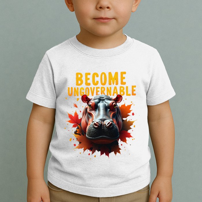 Become Ungovernable Funny Baby Hippo Moo Deng Funny Groovy Toddler T-Shirt