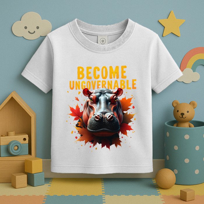 Become Ungovernable Funny Baby Hippo Moo Deng Funny Groovy Toddler T-Shirt