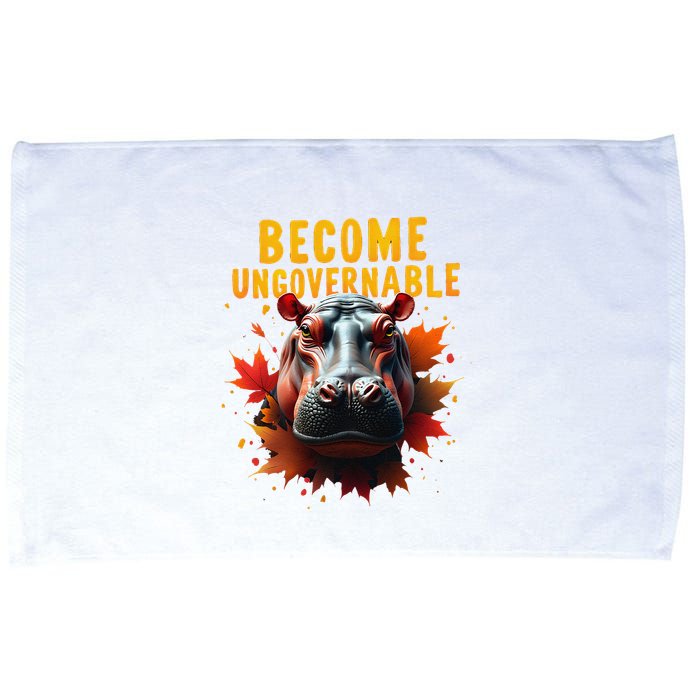 Become Ungovernable Funny Baby Hippo Moo Deng Funny Groovy Microfiber Hand Towel