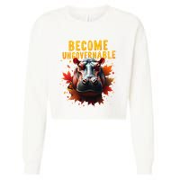 Become Ungovernable Funny Baby Hippo Moo Deng Funny Groovy Cropped Pullover Crew
