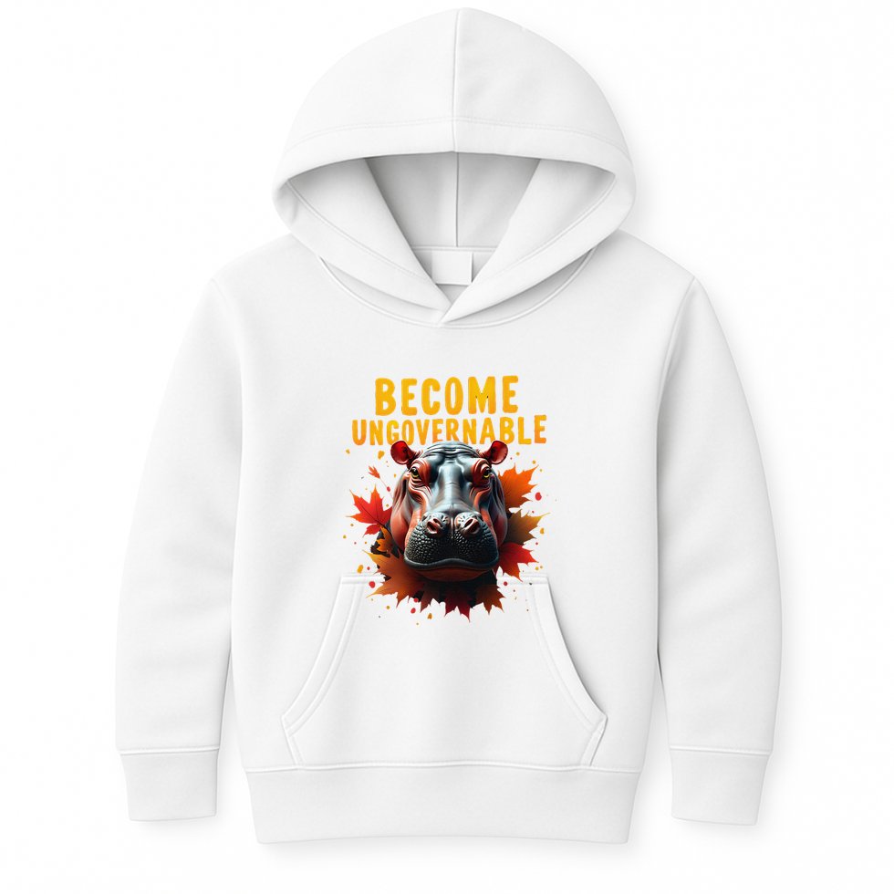 Become Ungovernable Funny Baby Hippo Moo Deng Funny Groovy Kids Hoodie